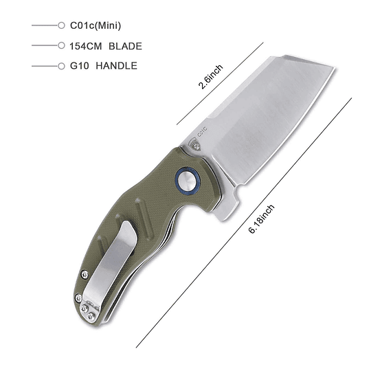 Knife de bolsillo Kizer Knives con clip de mango G10 Cuchillo plegable EDC Mini Sheepdog V3488C2