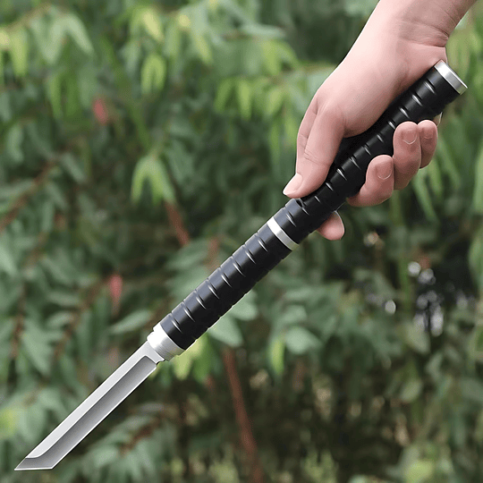 Campismo de cuchilla fija negra y cuchillo de senderismo -cuchillo táctico de palo -Outdoor Cuchillo de supervivencia desierto de alta dureza -para caza y supervivencia, regalo para hombres