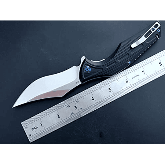 Eafengrow EF924 Cuchillo plegable D2 Hoja de acero + G10 Many Camping Knife Outdoor EDC (negro)