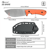 SDOKEDC Knives D2 Casa de cuchilla fija táctica de acero con funda Kydex para hombres EDC Campo de supervivencia para acampar al aire libre (mango de naranja)