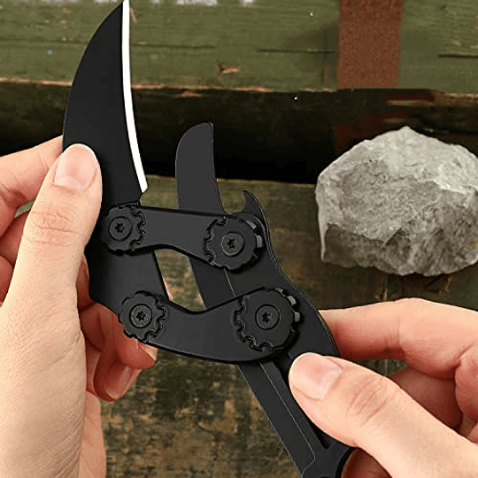 Cuchillo de karambit plegable de Amsotta, cuchillo retráctil de Karambit, cuchillo de bolsillo Karambit con abierro y interruptor de vidrio