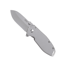 CISLA CRKT SQUID PLOCKING CHIFING: cuchillo de utilidad de borde recto EDC compacto con cuchilla de acero inoxidable y mango de framelock - Silver Stonewash 2490