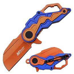Mtech USA- cuchillo plegable asistido por primavera- Hoja de acero inoxidable de naranja Wharncliffe, mango de ABS azul y naranja, abrebotellas, táctico, EDC, defensa personal