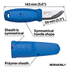 Cuchillo de bolsillo de cuchilla fija de Morakniv Eldris con cuchilla de acero inoxidable sandvik y vaina de plástico, azul, 2.2 pulgadas