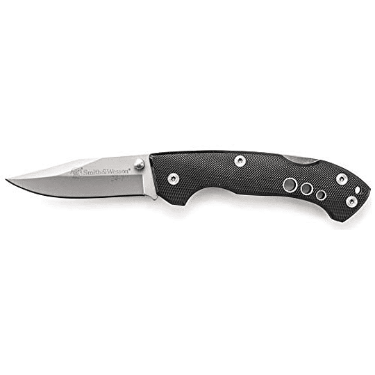 Smith & Wesson 24/7 CK109 7.4in Cuchillo plegable S.S. de alto carbono con cuchilla de punto clip de 3 pulgadas y mango de aluminio para al aire libre, táctico, supervivencia y EDC