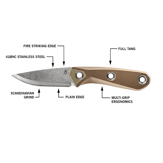 Principio de Gerber Gear - cuchillo de cuchilla fija para la caza, la pesca y el equipo de campamento - Coyote Brown