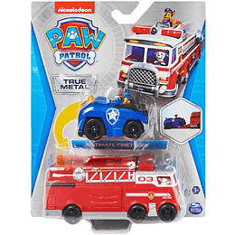 Paw Patrol Equipo De Vehiculo Bomberos Chase True Metal