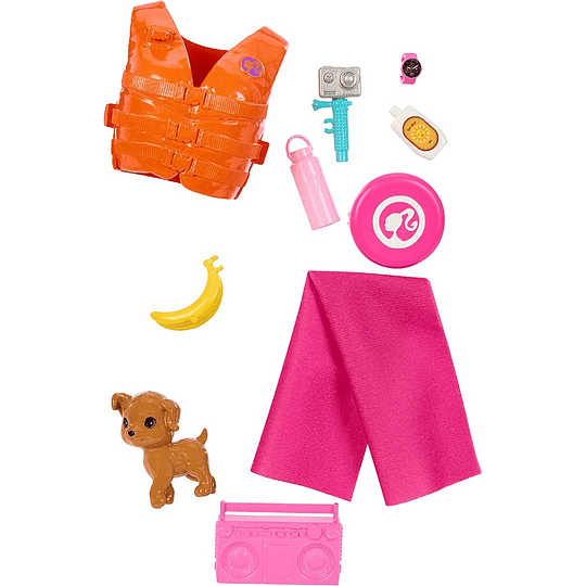 Muñeca Barbie Con Tabla De Surf Y Cachorro Mascota Hpl69