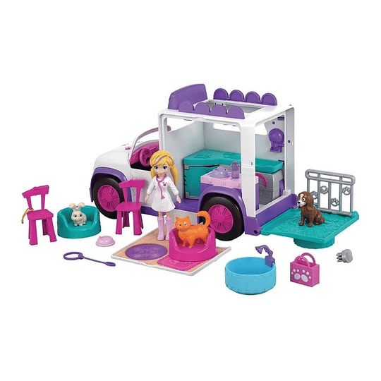 Polly Pocket Muñeca Hospital Movil Animalitos