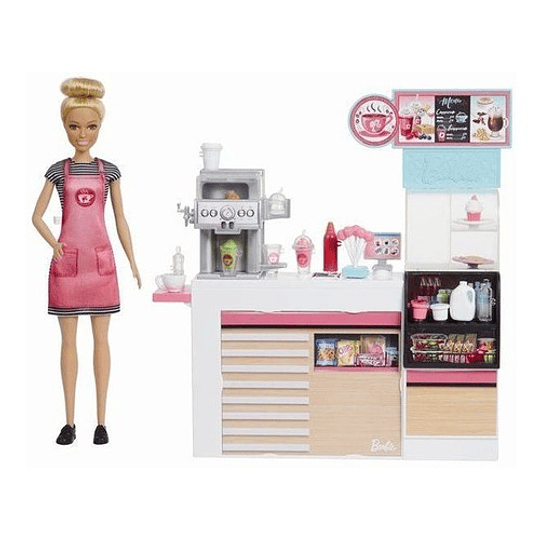Barbie Muñeca Set De Cafeteria 20 Accesorios Gmw03