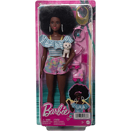 Muñeca Barbie Morena Deluxe Con Patines Y Look Deportivo