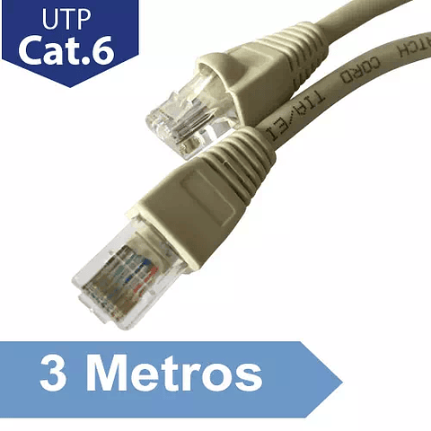 CABLE PATCH UTP 3 MTS CAT6 MARFIL, CCA, 26AWG
