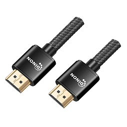 CABLE HDMI 1,5M. M/M, 2.1/8K, 120HZ, MESH, NEGRO, CONECTORES BAÑO ORO