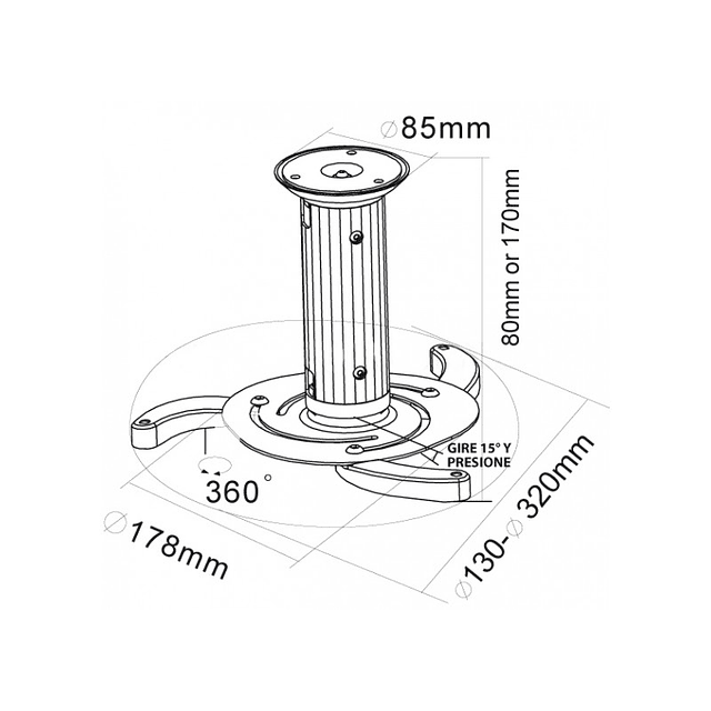 SOPORTE PARA PROYECTOR A TECHO 8-17 CM, 10KG, BLANCO. 