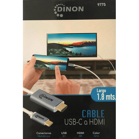 CABLE USB-C/M 3.1 A HDMI 4K, 1.8MTS, CONECTOR METALICO, GRIS