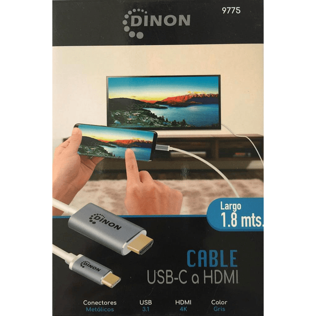 CABLE USB-C/M 3.1 A HDMI 4K, 1.8MTS, CONECTOR METALICO, GRIS