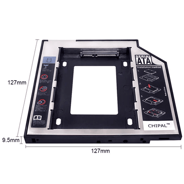 CADDY ADAPTADOR DE NOTEBOOK DE 9.5MM PARA DISCO DURO SSD HDD