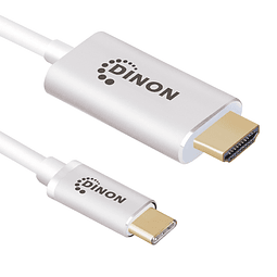 CABLE USB-C/M 3.1 A HDMI 4K, 1.8MTS, CONECTOR METALICO, BLANCO