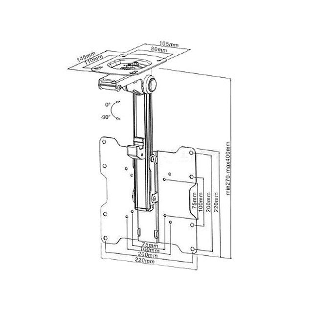 SOPORTE PARA TV A TECHO REGULABLE 17-37 200X200