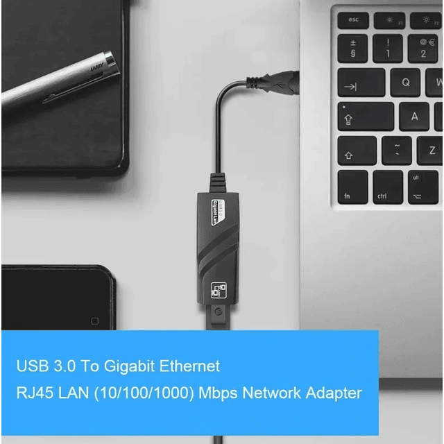 ADAPTADOR USB 3.0 A RJ45 LAN GIGABIT ETHERNET 10/100/1000 MBPS