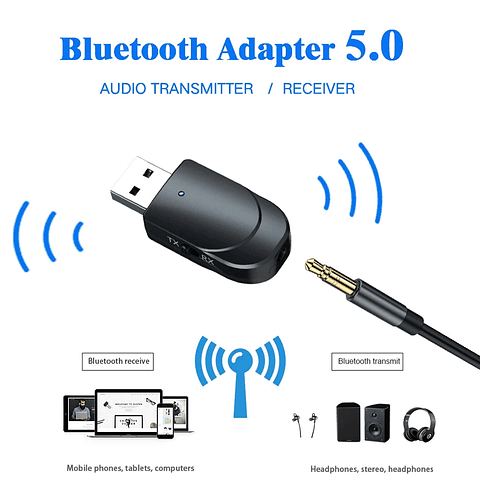 TRANSMISOR RECEPTOR AUDIO BLUETOOTH 5.0 USB TV AUTO AUX TX/RX