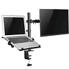 Soporte 2 brazos ergonómico de escritorio para monitor y notebook  