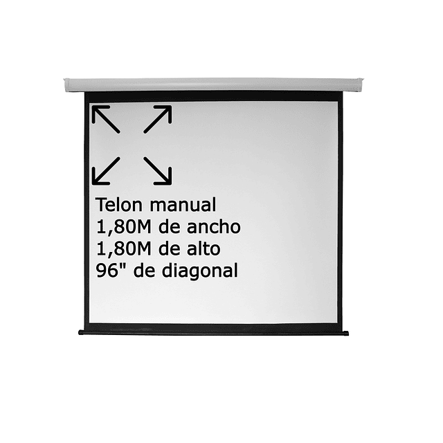 TELÓN MURAL MANUAL PREMIUM 1.80 X 1.80 M, 96" TELA FIBRA VIDRIO