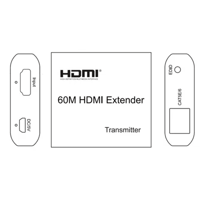 EXTENSOR HDMI SOBRE CABLE DE RED RJ45 UP PUERTO USB CARGA, HASTA 60 METROS 1080 60HZ.