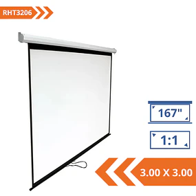 TELÓN MURAL MANUAL PREMIUM 3.00 X 3.00 M, 167" TELA FIBRA VIDRIO - ROHE RHT3206