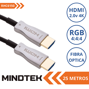CABLE HDMI FIBRA OPTICA 25 METROS, VERSIÓN 2.0, 4K A 60HZ 18GBPS