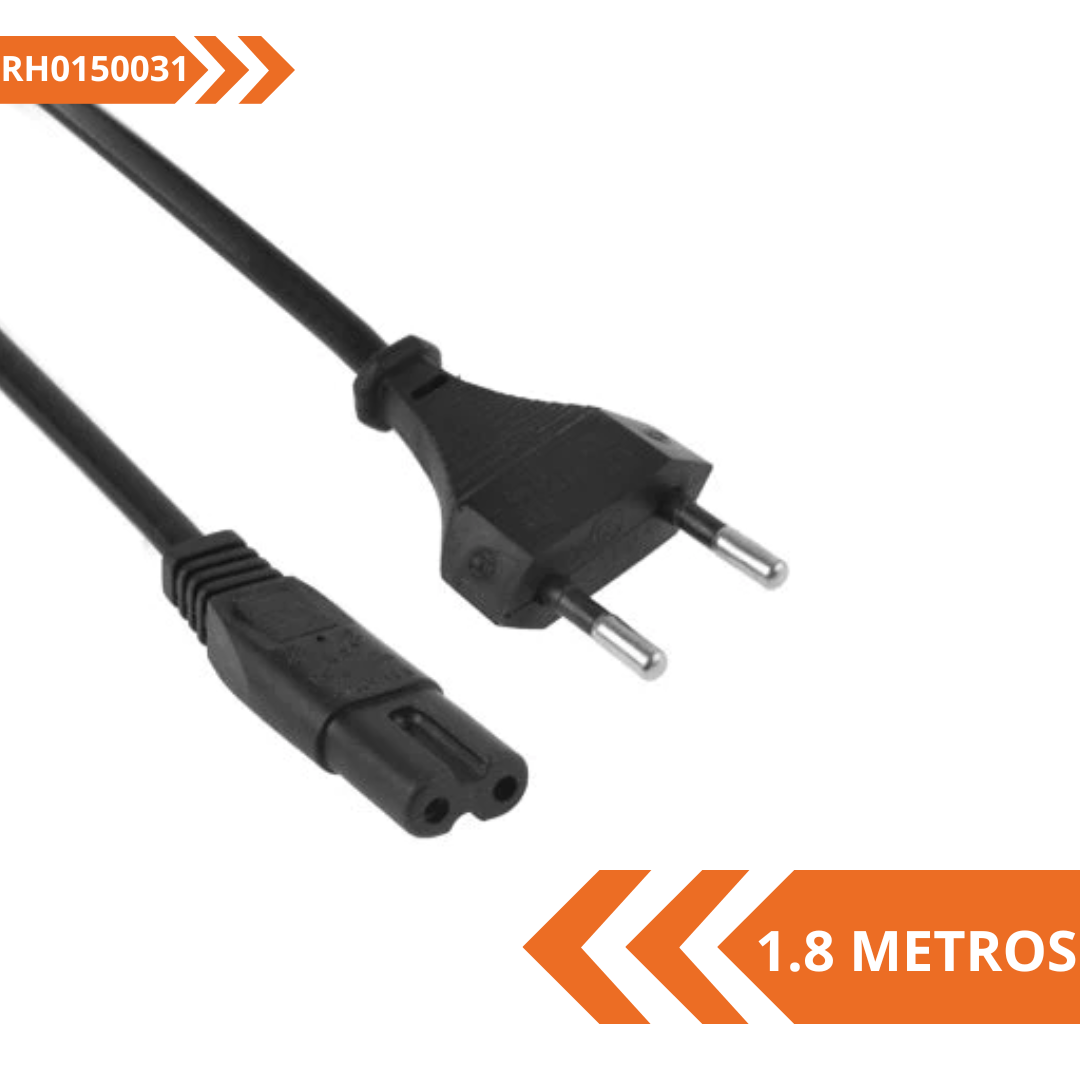 Cable de Poder Tipo 8 1.8 mts (IEC C7 — Enchufe 2 Patas Chile)