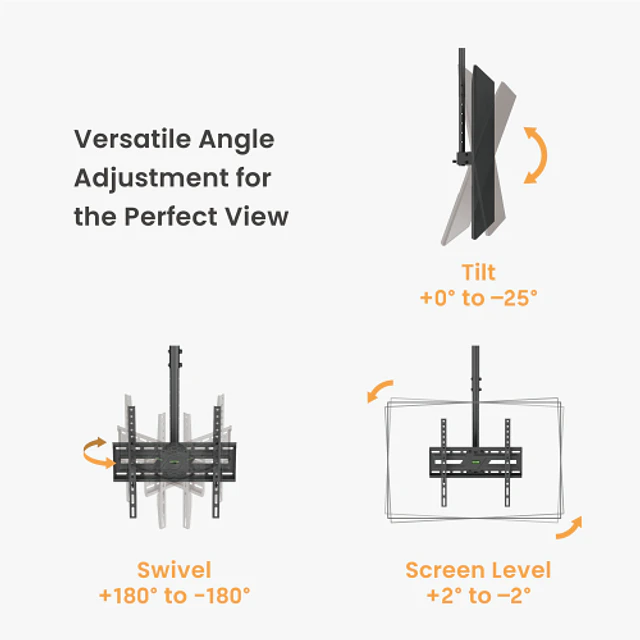 SOPORTE PARA TV LCD LED UNIVERSAL A TECHO 23-65", VMAX 400X400, 50 KG. 