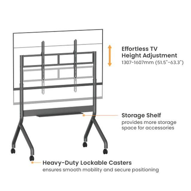 SOPORTE PREMIUM PARA TV Y PANTALLA INTERACTIVA 60-110", VMAX 900X600, ELÉCTRICO CONTROL REMOTO 120KG.