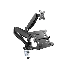SOPORTE ERGONÓMICO ESCRITORIO MONITOR NOTEBOOK 2 BRAZOS  LCD MESA 13" - 32" (INCLUYE ENTRADA USB TIPO C 3.1 + USB TIPO A 3.0)