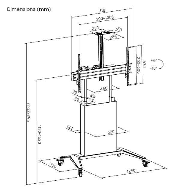SOPORTE MÓVIL MOTORIZADO CON ELEVACIÓN ELÉCTRICA PARA TV DE GRANDES DIMENSIONES (55" A 100") - ROHE RHS1429