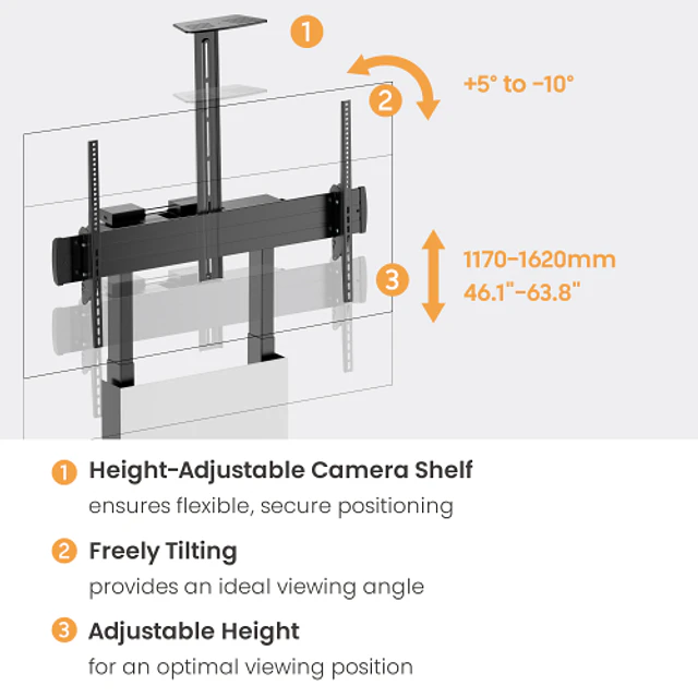 SOPORTE MÓVIL MOTORIZADO CON ELEVACIÓN ELÉCTRICA PARA TV DE GRANDES DIMENSIONES (55" A 100") - ROHE RHS1429