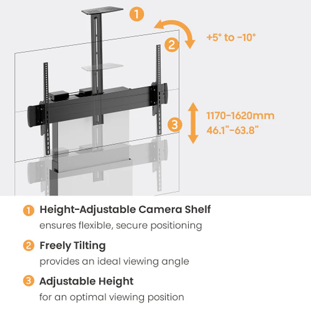 SOPORTE MÓVIL MOTORIZADO DE ALTA GAMA PARA TV DE GRANDES DIMENSIONES (55" A 100") - ROHE RHS1432