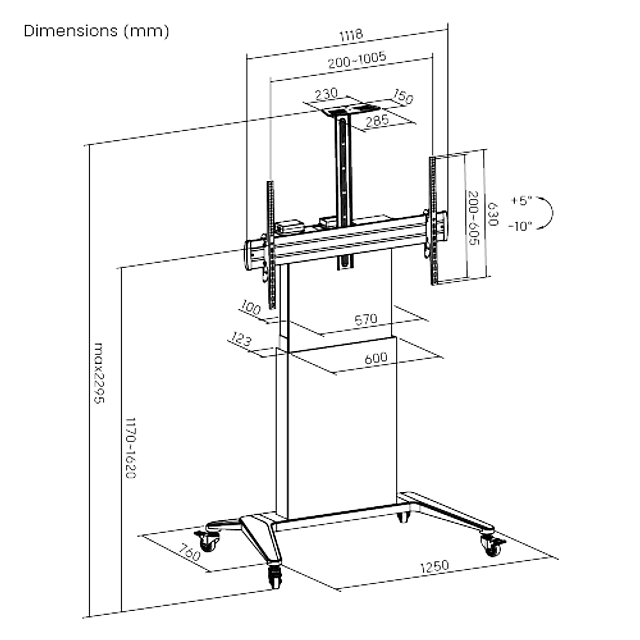 SOPORTE MÓVIL MOTORIZADO DE ALTA GAMA PARA TV DE GRANDES DIMENSIONES (55" A 100") - ROHE RHS1432