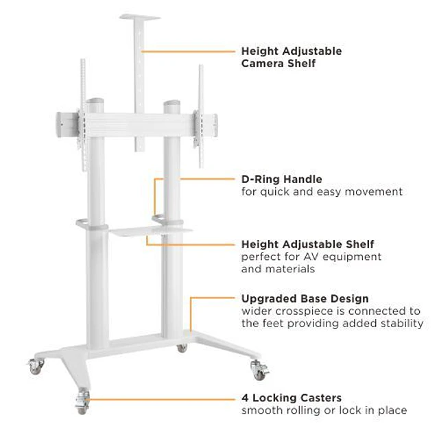 SOPORTE MÓVIL PROFESIONAL EN MADERA Y METAL PARA TV DE GRANDES DIMENSIONES (60" A 100") - ROHE RHS1433