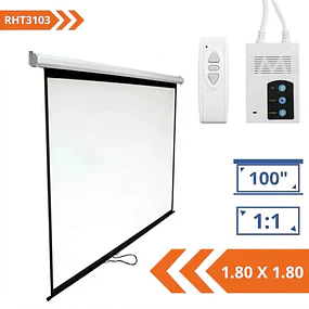 TELÓN ELÉCTRICO PROFESSIONAL LINE 1.80 X 1.80 M, 96" TELA FIBRA VIDRIO MOTOR TUBULAR- ROHE RHT3113