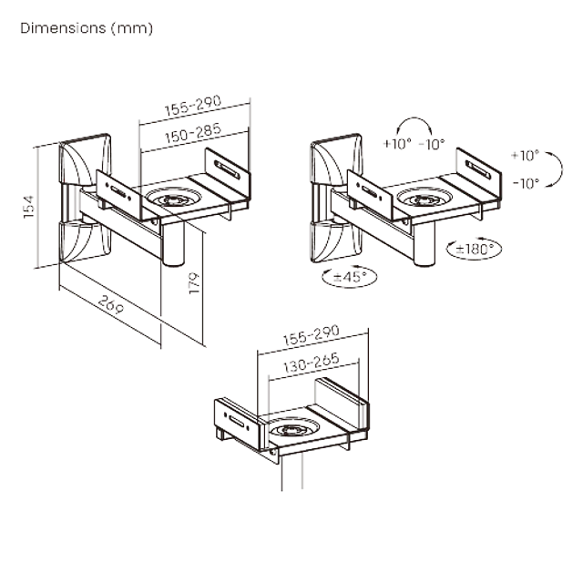 PAR DE SOPORTES DE PARED UNIVERSALES Y AJUSTABLES PARA ALTAVOCES 25KG
