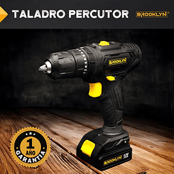 Taladro Percutor Inalambrico Brooklyn 12v Atornillador +1bat Color Negro