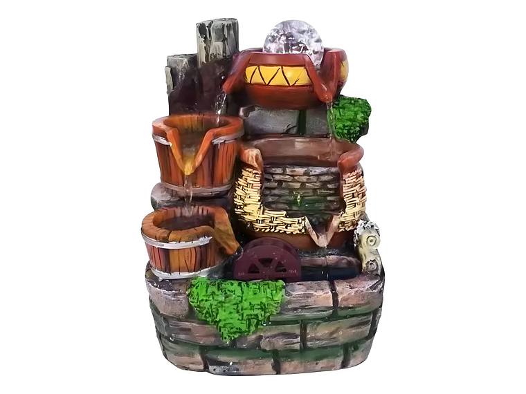 Fuente De Agua Con Luz Rgb Decoracion Interior Color Verde Claro,fuente De Agua Decorativa Cascada Con Luz Led Pileta H9 Multicolor 1