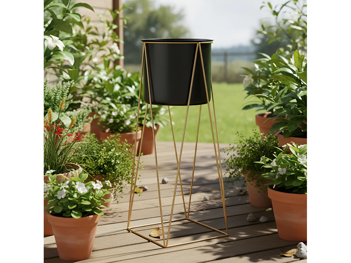 Macetero Maceta Pedestal Negro Grande Negro Pedestal Tamaño Xl 2