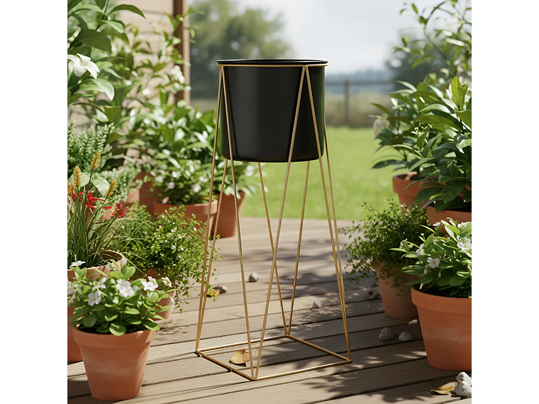 Macetero Maceta Pedestal Negro Grande Negro Pedestal Tamaño Xl 2