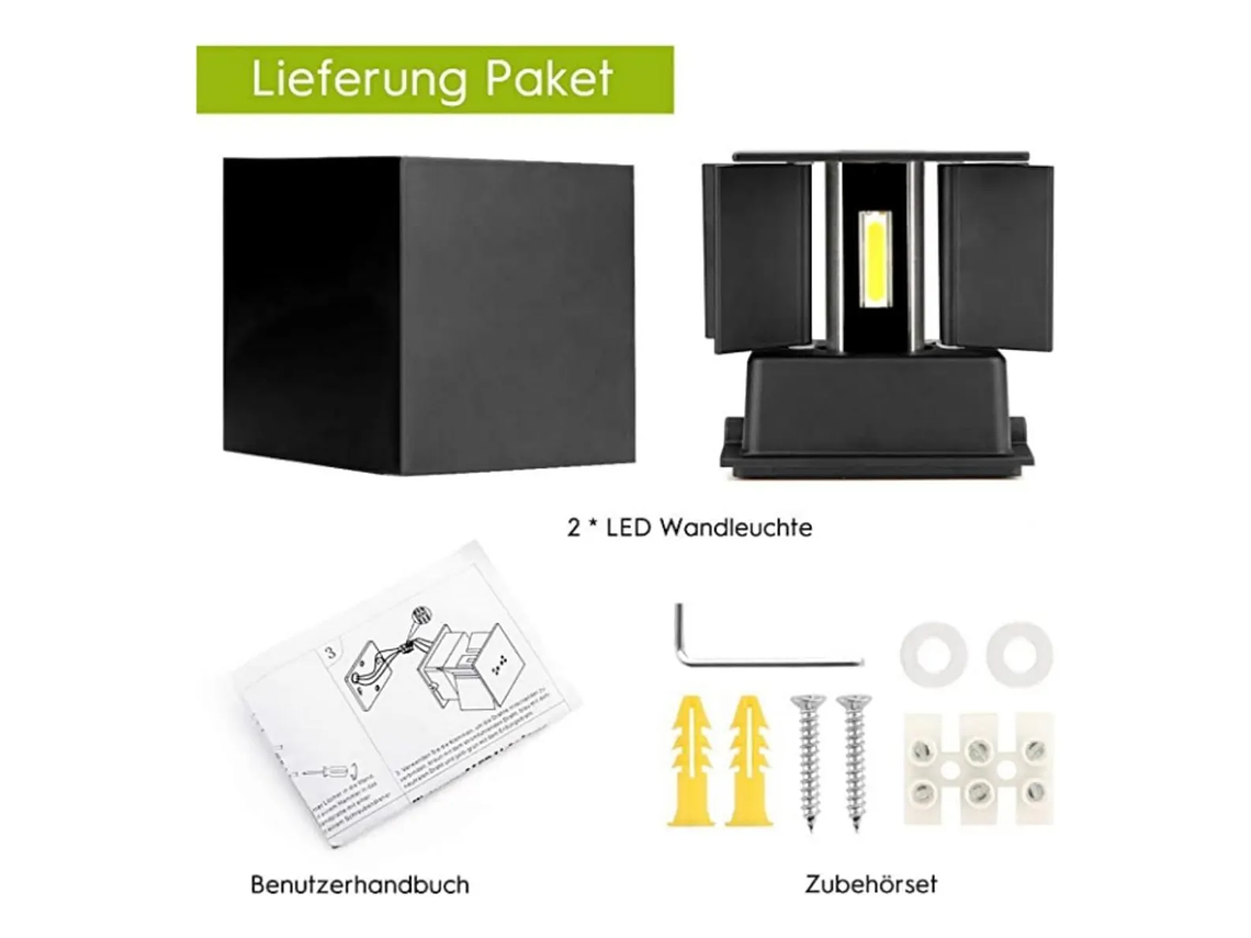 Pack 2 Luz Foco Aplique Para Pared Led 15 Watts Decoracion - Negro 3