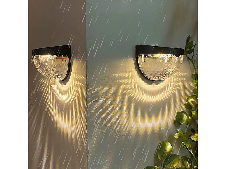 Pack 2 Aplique Foco Solar 6 Led Decoración Exterior Elegante Estructura Amarillo 2