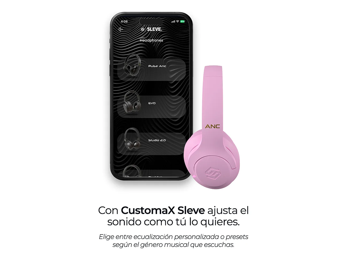 Audífonos Inalámbricos Bluetooth Sleve Pulse ANC 2Gen Cancelación de Ruido Activa 45 Horas Batería Violet Glow Violeta 2