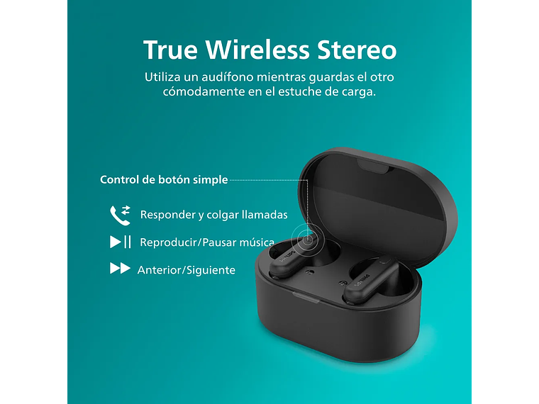 Audífonos True Wireless Bluetooth Philips TAT1138 Negro 2