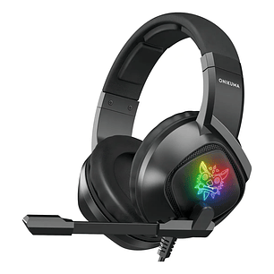 Audífonos Gamer Diadema inalámbrica Onikuma K19 negro Gaming headset con microfono con luz rgb LED para Xbox Ps4 Pc